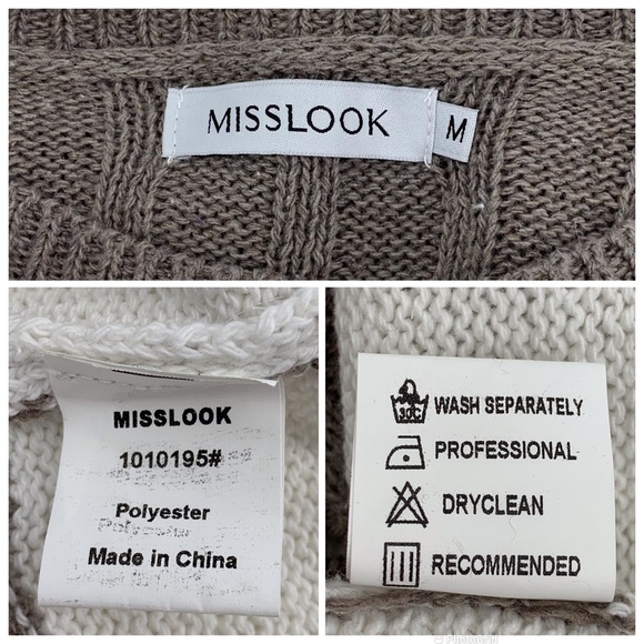 MISSLOOK Taupe and Cream Striped Long Sleeve Sweater with Lace Accents, Medium - Picture 15 of 15